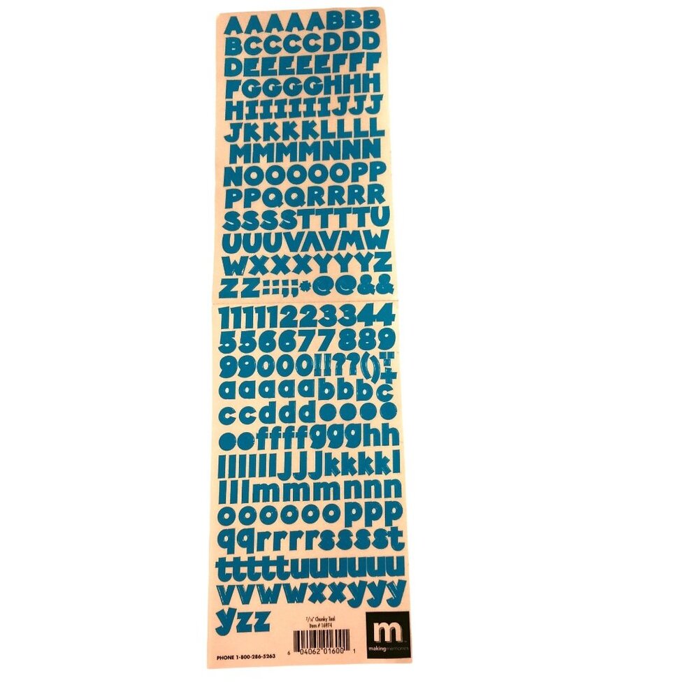 Chunky Teal Alphabet Numbers Sticker Sheet Making Memories 16974